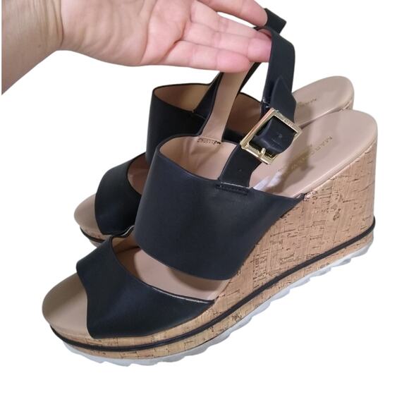 [H412] Andrew Marc New York Black Platform "Roman" Wedges Sandals, Size 10M - Picture 3 of 8